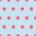 Pink sun on a blue background, wavy sun ray seamless pattern for textile and wrapping paper design Royalty Free Stock Photo