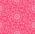 Pink Sunflower and curles floral pattern. Simple seamless vector illustration for wrapping paper, fabric,cloth Royalty Free Stock Photo