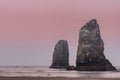 Pink Sunrise Over Haystack Rock Royalty Free Stock Photo