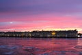 Pink sunrise over the Hermitage in Saint Petersburg, Russia