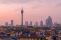 Pink sunrise over modern Colombo