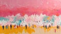 Vibrant Abstract Beach Gathering with Textured Pinks Royalty Free Stock Photo