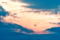 Pink sunset with blue clouds Royalty Free Stock Photo