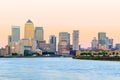 Pink sunset at Canary Wharf in London Royalty Free Stock Photo