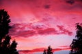 pink sunset with clouds and silhouettes horizantalbackground