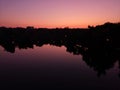 Pink sunset on the lake