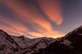 Pink sunset in the mountains, Nepal, Himalaya, Tilicho Base Camp Royalty Free Stock Photo