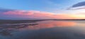 Pink sunset panorama of Inverloch foreshore beach, Gippsland, Au