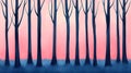 Pink Sunset Silhouette of Leafless Trees in a Forest Royalty Free Stock Photo