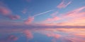 Pink Sunset Sky Reflection Serene Waterscape Panorama Royalty Free Stock Photo