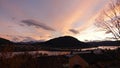 Pink sunset at Tingvoll fjord in Norway