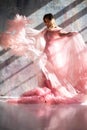 Pink swan dress, frozen moment