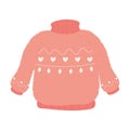 pink sweater warm clothes fashion, cartoon hygge style