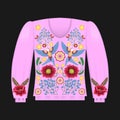 Pink sweatshirt template with swallow birds, floral embroidery, fashion Royalty Free Stock Photo