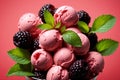 pink sweet cold mulberry ice cream Royalty Free Stock Photo