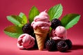 pink sweet cold mulberry ice cream Royalty Free Stock Photo