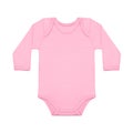 Pink sweet lilac baby girl shirt bodysuit with long sleeve on a white background. Mock up for design and
