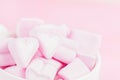 Love theme. Pink marshmallow hearts. Valentine`s day background. Copy space Royalty Free Stock Photo