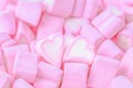 Love theme. Pink marshmallow hearts. Valentine`s day background Royalty Free Stock Photo