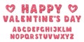 Pink sweet Valentine font. Cute cookies Alphabet. Love letters ABC in cartoon style. Sweets for girls. Vector Royalty Free Stock Photo