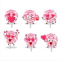 Pink swirl candy cartoon character with love cute emoticon Royalty Free Stock Photo
