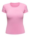 Pink T-shirt mockup women isolated on white. Front view Royalty Free Stock Photo