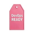 Pink tagged label with devops ready text informational label technology concept Royalty Free Stock Photo