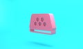 Pink Taxi car roof icon isolated on turquoise blue background. Minimalism concept. 3D render illustration