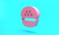 Pink Taxi driver cap icon isolated on turquoise blue background. Minimalism concept. 3D render illustration