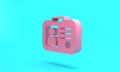 Pink Taxi driver license icon isolated on turquoise blue background. Minimalism concept. 3D render illustration