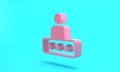 Pink Taxi service rating icon isolated on turquoise blue background. Minimalism concept. 3D render illustration