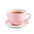 Pink tea cup isolated on white background. Royalty Free Stock Photo