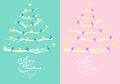Pink and teal Christmas cards, vector set Royalty Free Stock Photo