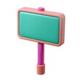 Pink and Teal 3 D Signpost with Rounded Edges and White Background board blank Royalty Free Stock Photo