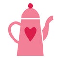 Pink teapot flat illustration on white