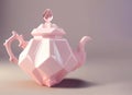 Pink teapot on a gray background, ai generation