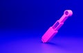 Pink Telescopic baton icon isolated on blue background. Minimalism concept. 3D render illustration