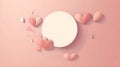 Pink template copy space circle shape, love ornament design element background. Valentines day, birthday, wedding anniversary,