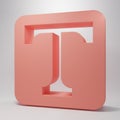 Pink Text icon isolated on pink background. Minimalism concept. 3D render illustration Royalty Free Stock Photo