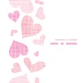 Pink textile hearts vertical frame seamless Royalty Free Stock Photo