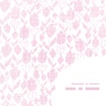 Pink textile tulips texture frame corner pattern