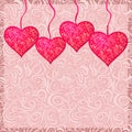 Pink Textured Heart Hanged on Strings