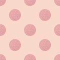 Pink Textured Polka Dot Seamless Pattern. Geometrical Background With Hand Drawn Circles.