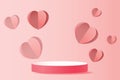3d Podium Red Product Background For Valentine\'s. Pink And Heart Love Romance Concept Design Vector Illustration Royalty Free Stock Photo