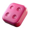 Pink three dimensional plastic cube with four circular indentations dice game Royalty Free Stock Photo