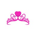 Pink tiara crown fashion jewelry flat clipart