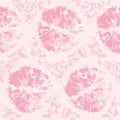 Pink tie dye dots background. Seamless hand drawn pattern tie dye shibori print. Ink textured background, japan rustic