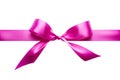 Pink tied silk ribbon on transparent background