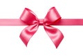 Pink tied silk ribbon on transparent background