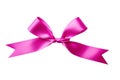 Pink tied silk ribbon on transparent background